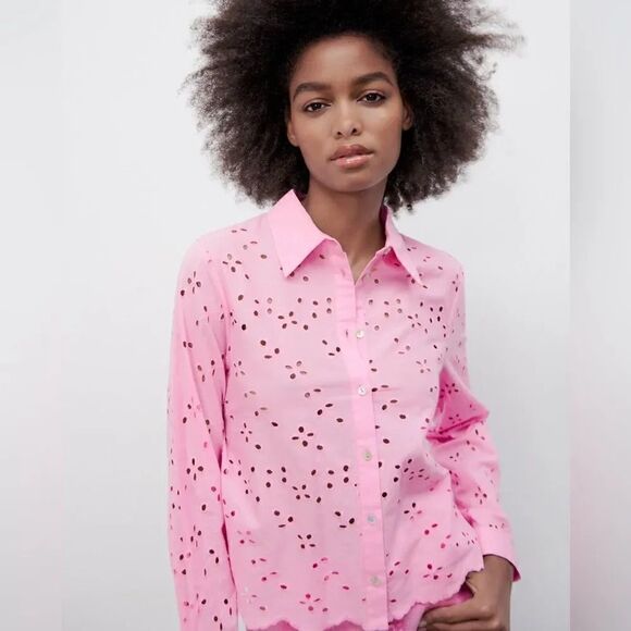 ZARA OPENWORK EMBROIDERY SHIRT - Picture 7 of 12